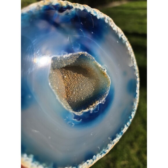 Blue Large Agate, Crystal Geode, Druzy Center, Natural Stone, Brazil Agate - Picture 10 of 10